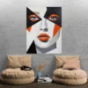 tableau visage abstrait orange et noir portrait 3 4 2.webp