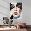 tableau visage abstrait orange et noir portrait 3 4 3.webp