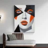 tableau visage abstrait orange et noir portrait 3 4 4.webp
