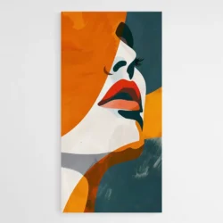 tableau visage minimaliste orange et bleu 1.webp