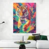 Tableau tigre multicolore deco moderne blanc.webp