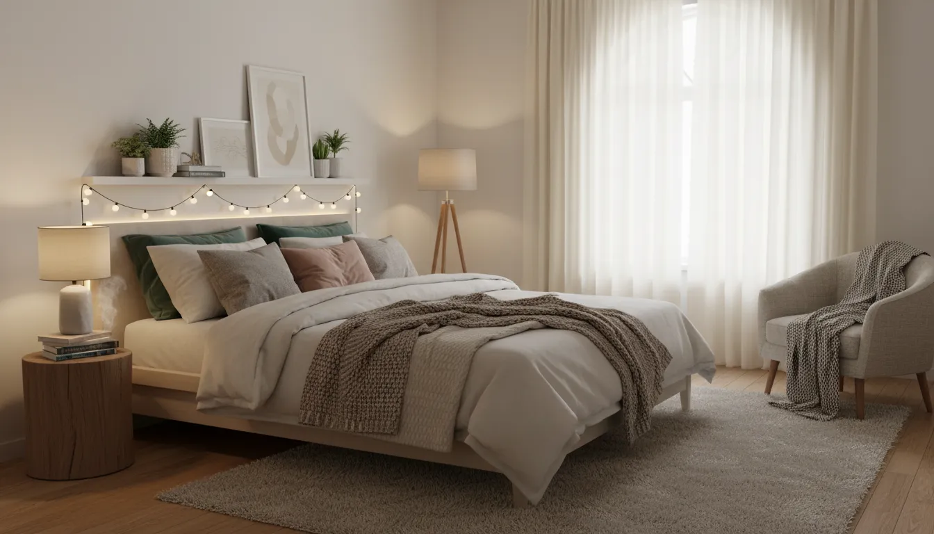 chambre cocooning textiles lumiere tamisee decoration