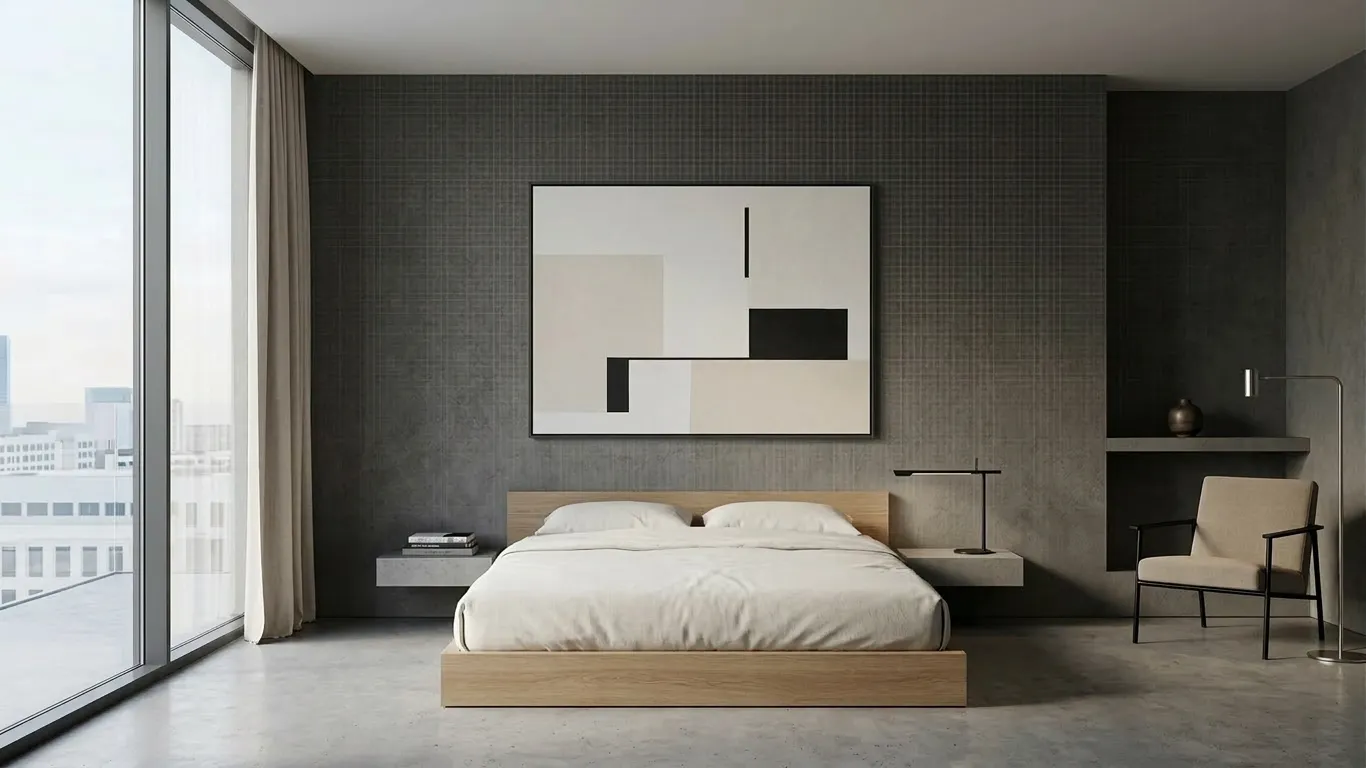 idée décoration chambre minimaliste avec tableau noir et blanc