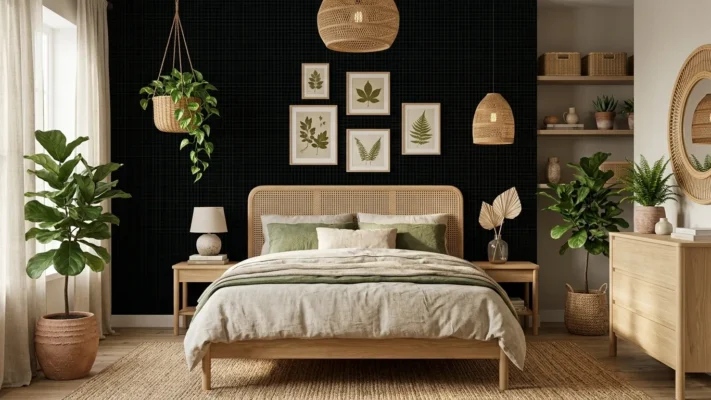 Chambre nature Bois, rotin et verdure