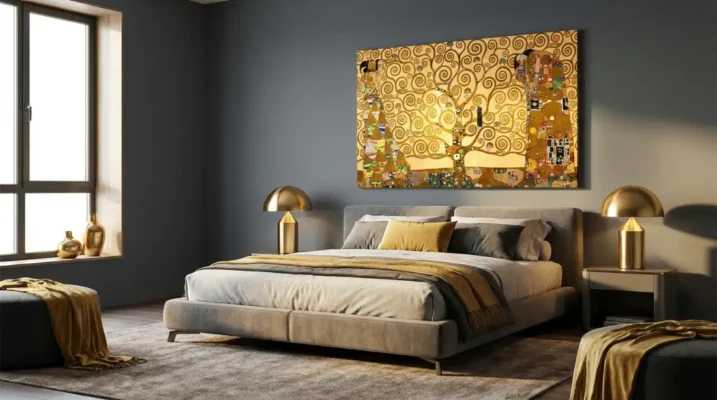 chambre avec peinture gustave klimt