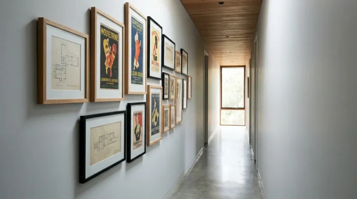 gallerie de tableaux dans un couloir