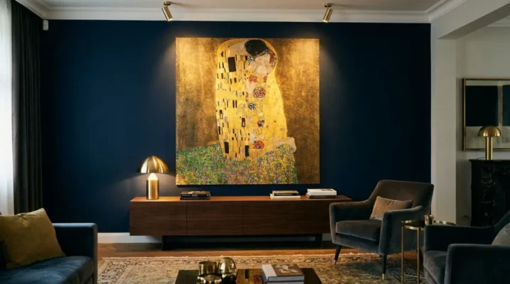 salon avec oeuvre de gustave klimt